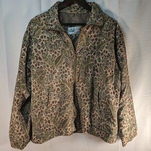 Vintage Vital Zone Full Zip Coat Jacket Leaves Cheetah Animal Print Collared L